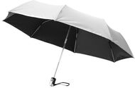21,5" Alex-sateenvarjo, taitettava, automaattinen, hopea, musta liikelahja logopainatuksella